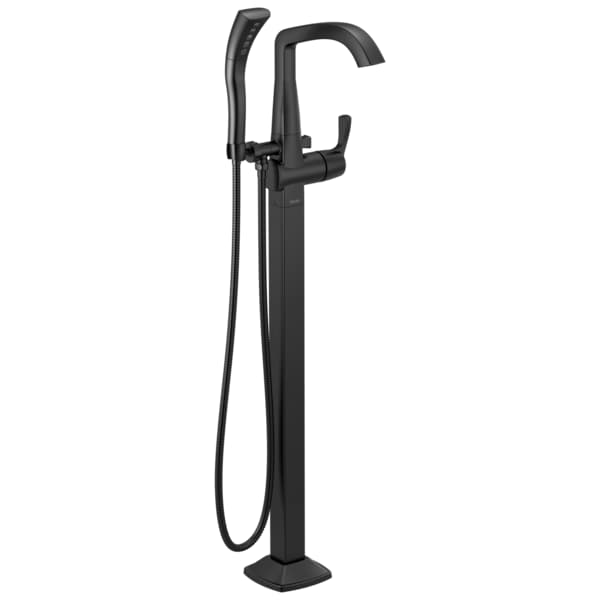 Single hole installation Hole Floor-Mount Tub Filler Faucet, Matte Black